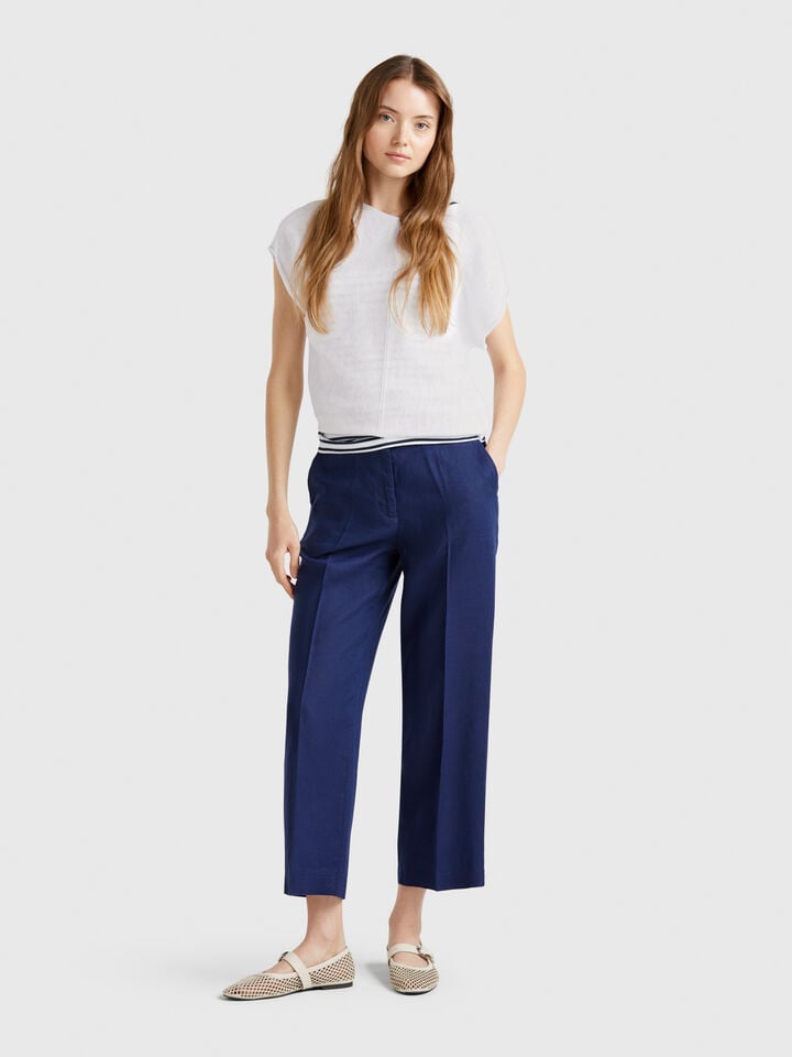 Benetton Sweater In Cotton And Linen White