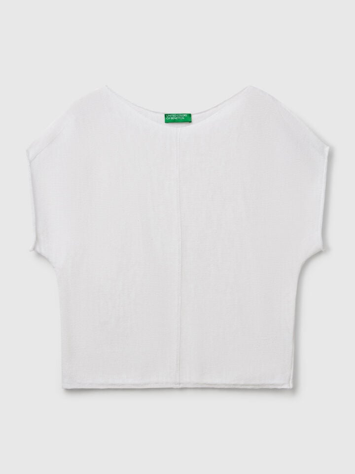 Benetton Sweater In Cotton And Linen White