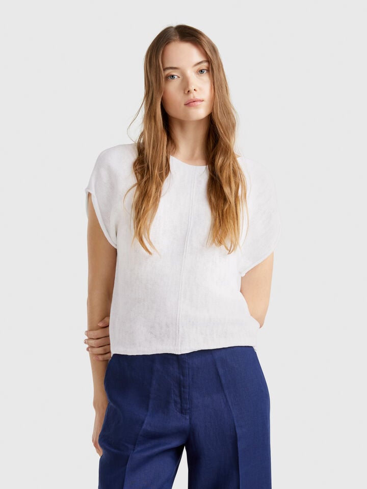 benetton Sweater in cotton and linen White