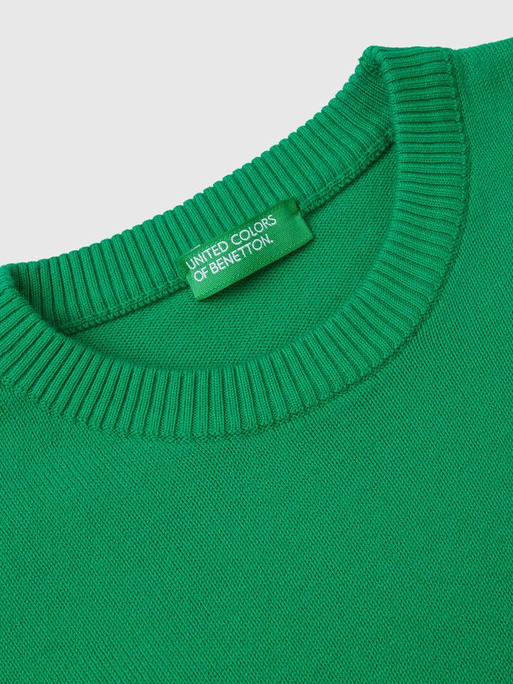 Benetton Sweater In Pure Cotton With Logo Green