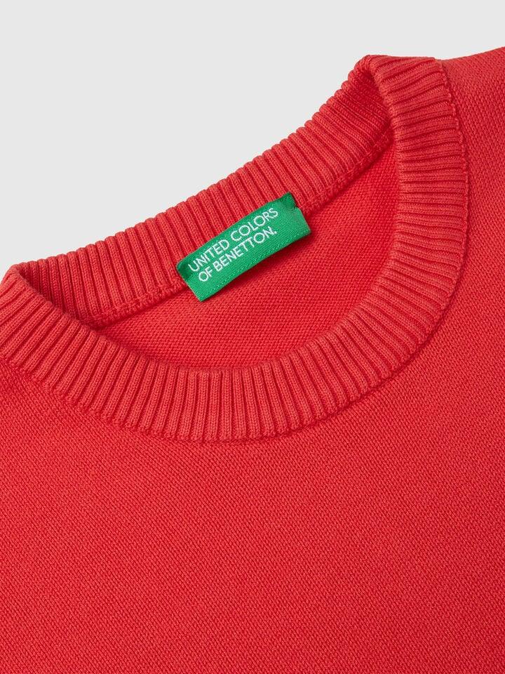 Benetton Sweater In Pure Cotton With Logo Red