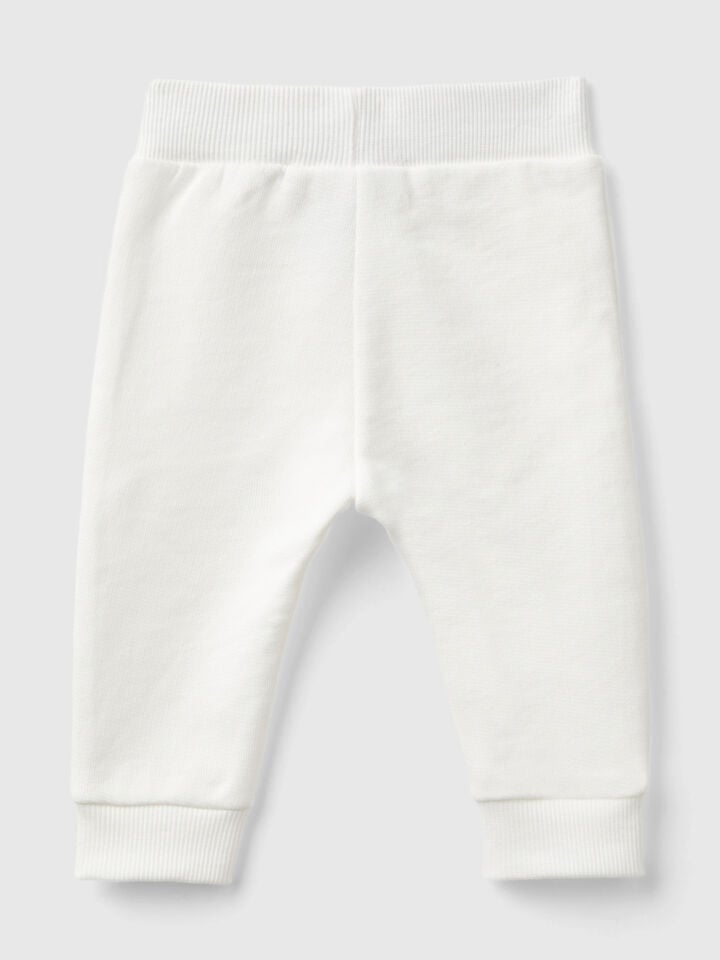Benetton Sweatpants In Cotton Creamy White