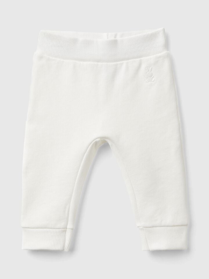 Benetton Sweatpants In Cotton Creamy White