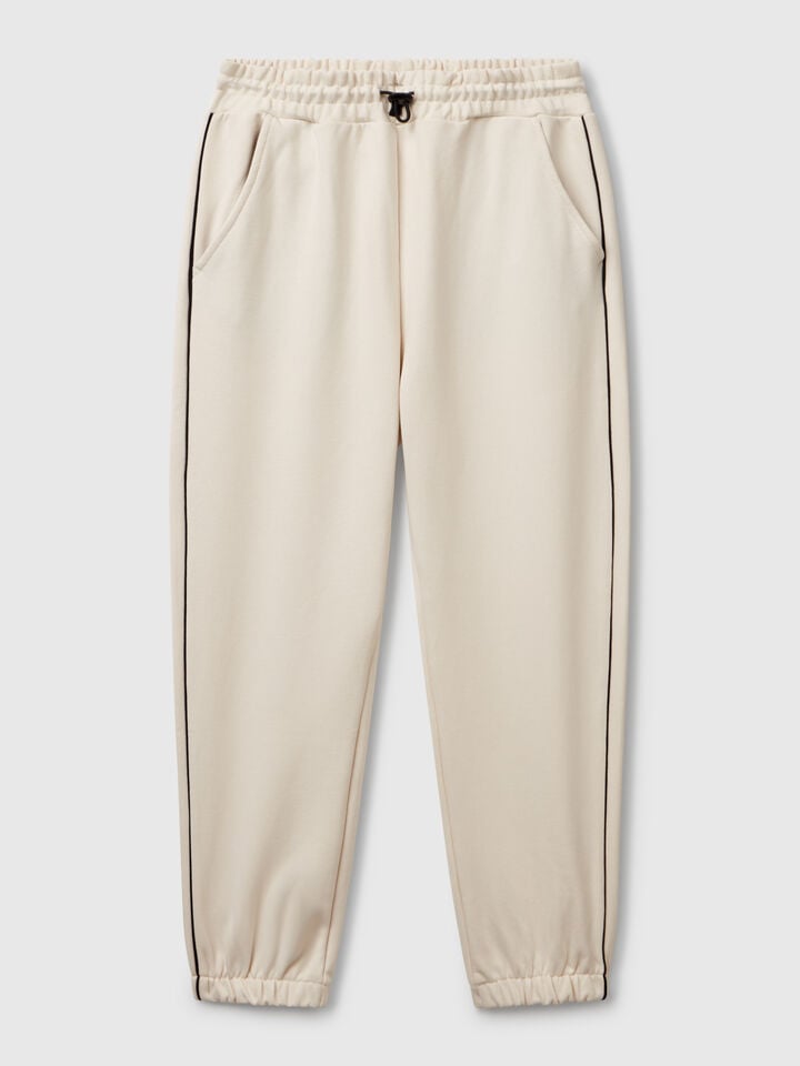 benetton Sweatpants with piping Beige