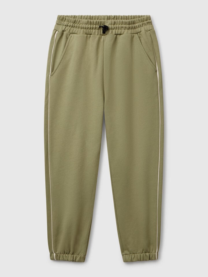 benetton Sweatpants with piping Olive Green