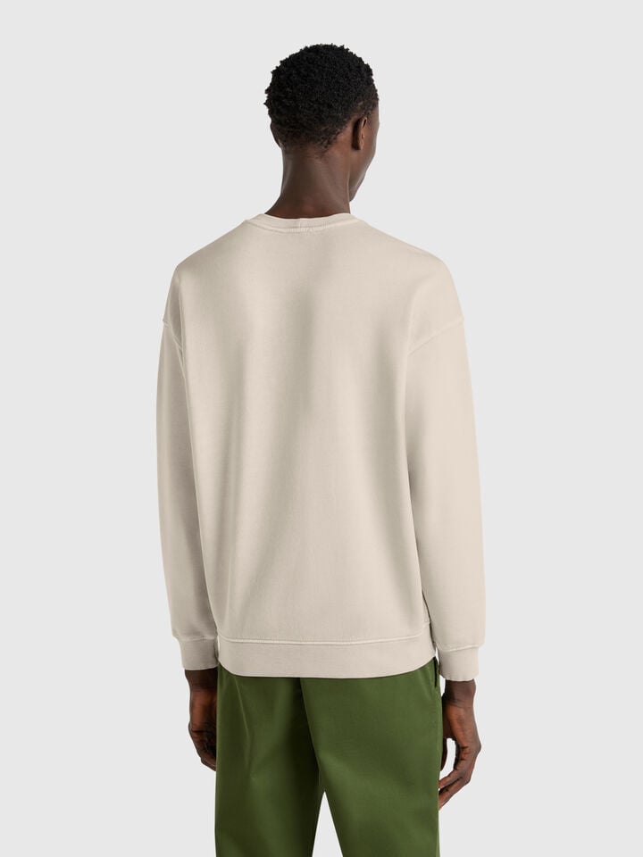 Benetton Sweatshirt In Cotton Beige