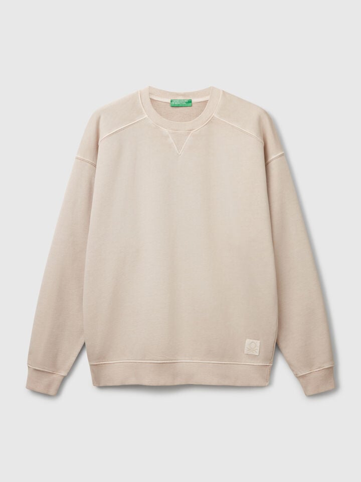Benetton Sweatshirt In Cotton Beige