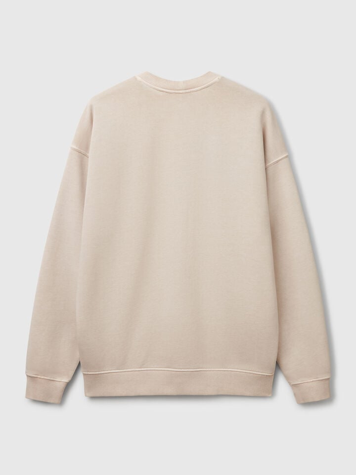 Benetton Sweatshirt In Cotton Beige