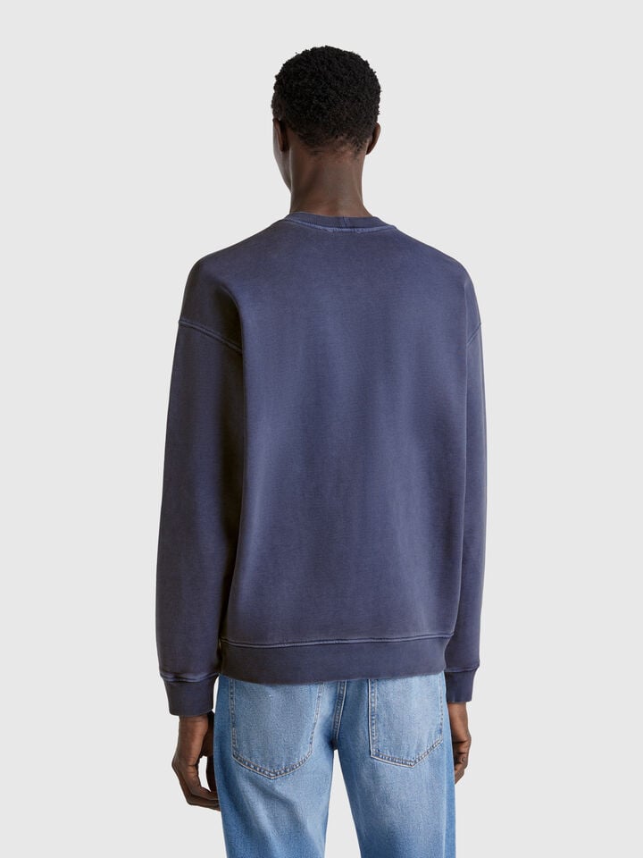 Benetton Sweatshirt In Cotton Blue