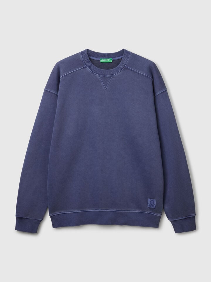 Benetton Sweatshirt In Cotton Blue