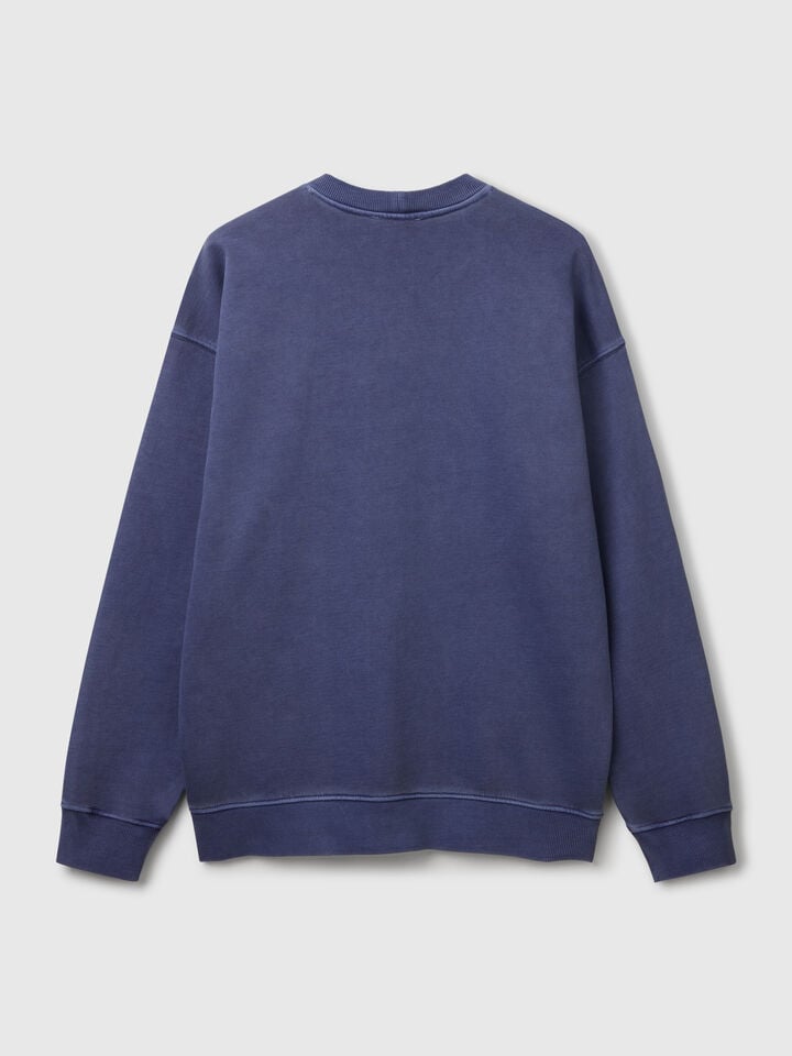 Benetton Sweatshirt In Cotton Blue