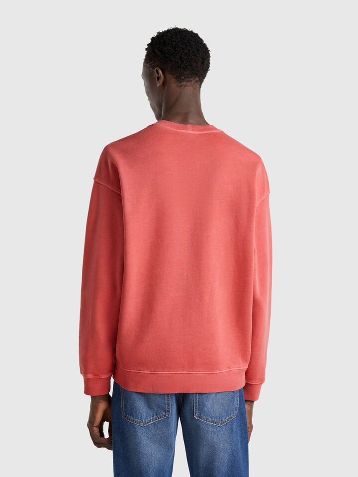 Benetton Sweatshirt In Cotton Brick Red