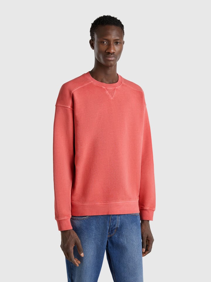benetton Sweatshirt in cotton Brick Red