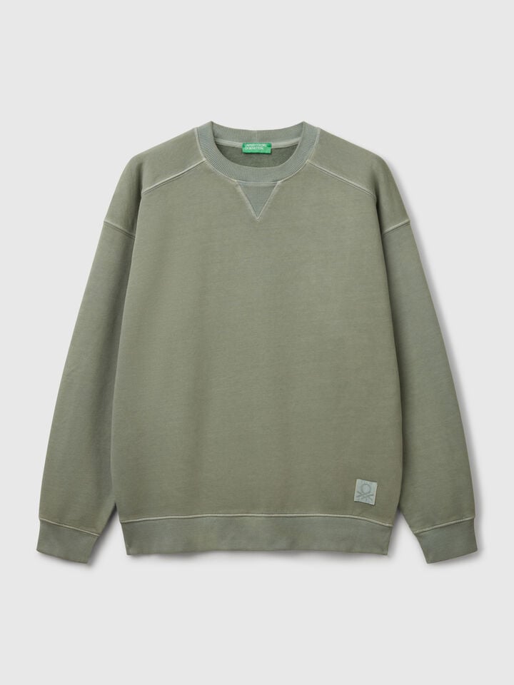 Benetton Sweatshirt In Cotton Military Green