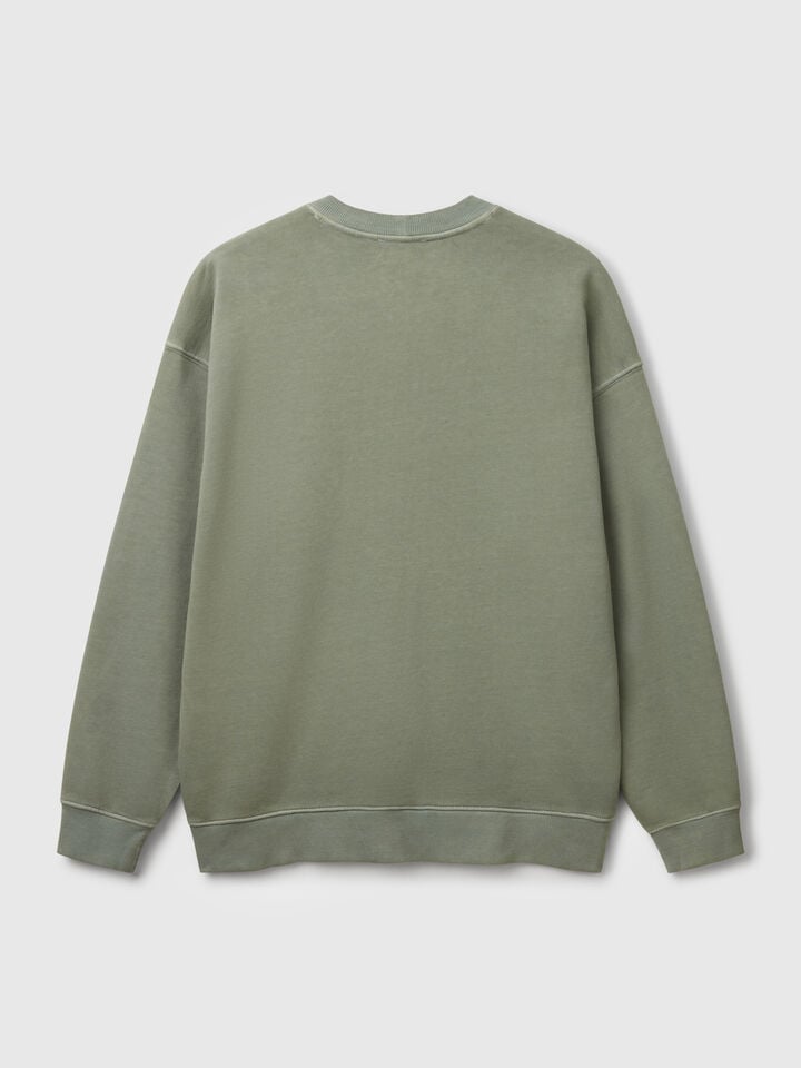 Benetton Sweatshirt In Cotton Military Green