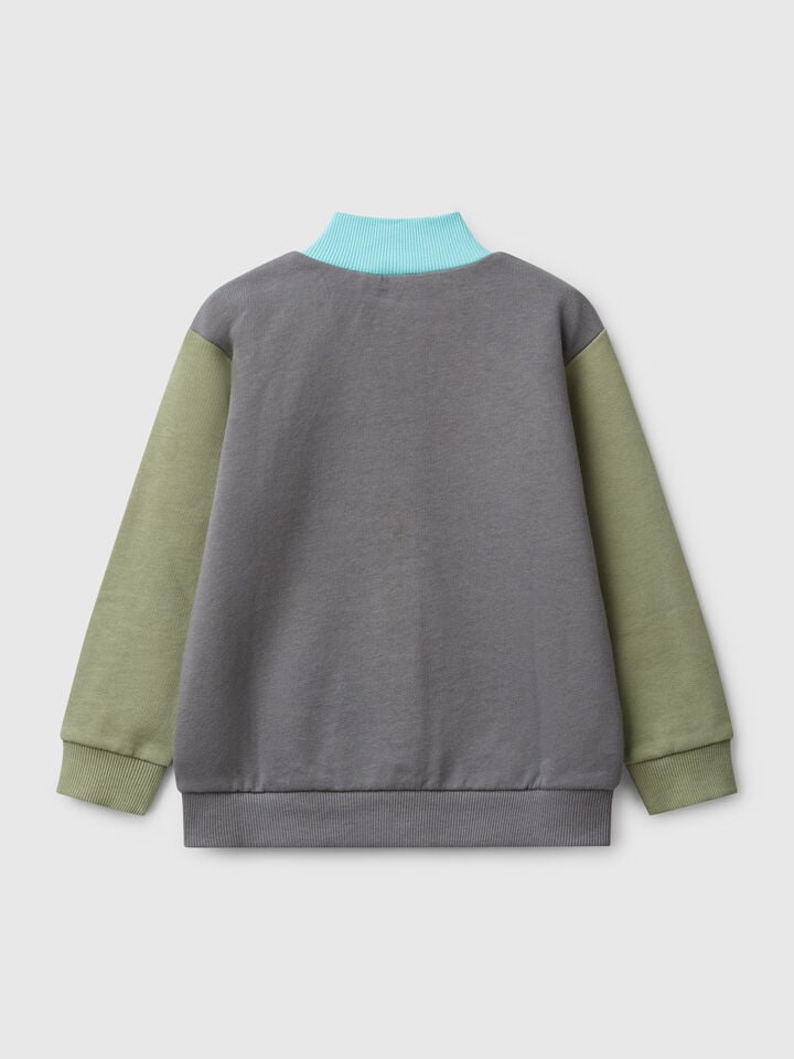 Benetton Sweatshirt In Cotton With Zip Multi-color
