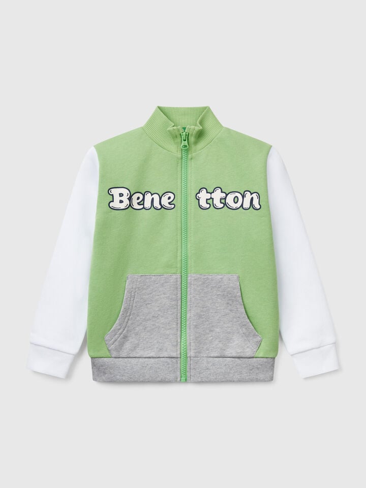 benetton Sweatshirt in cotton with zip Multi-color