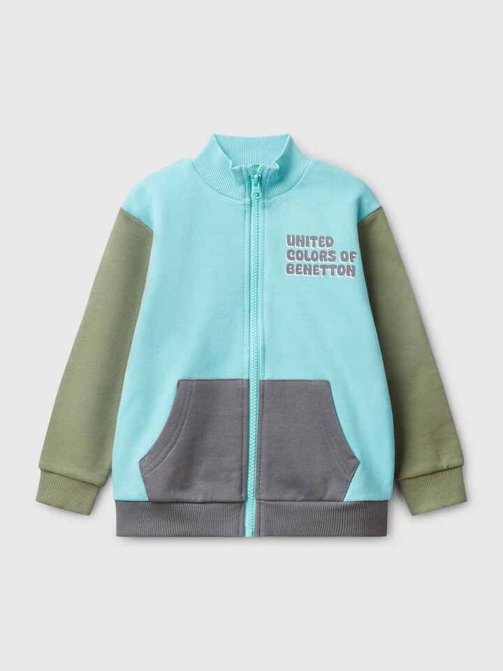 benetton Sweatshirt in cotton with zip Multi-color
