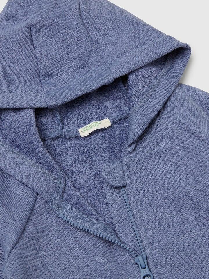Benetton Sweatshirt In Terry Cloth Blue