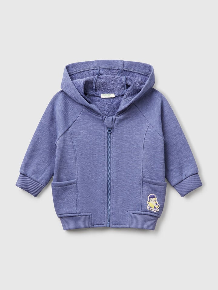 Benetton Sweatshirt In Terry Cloth Blue