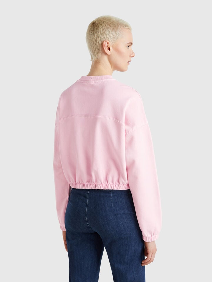 Benetton Sweatshirt With Elastic Pink