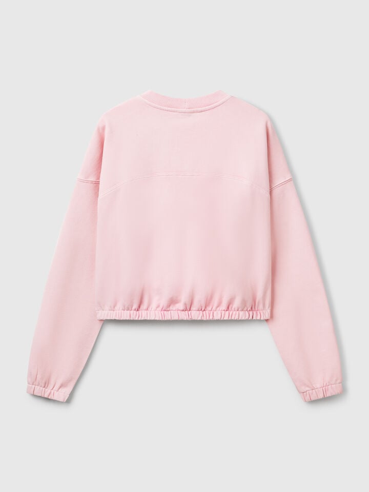 Benetton Sweatshirt With Elastic Pink
