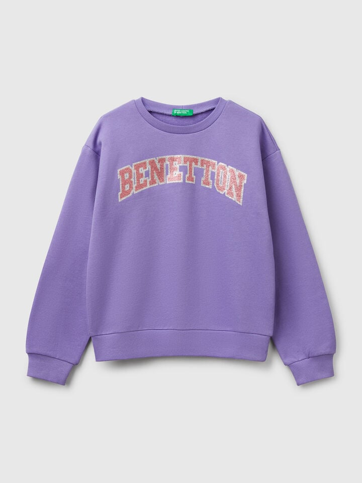 benetton Sweatshirt with glittery print Periwinkle