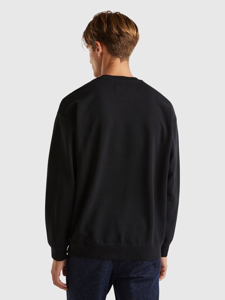 Benetton Sweatshirt With Logo Patch Black