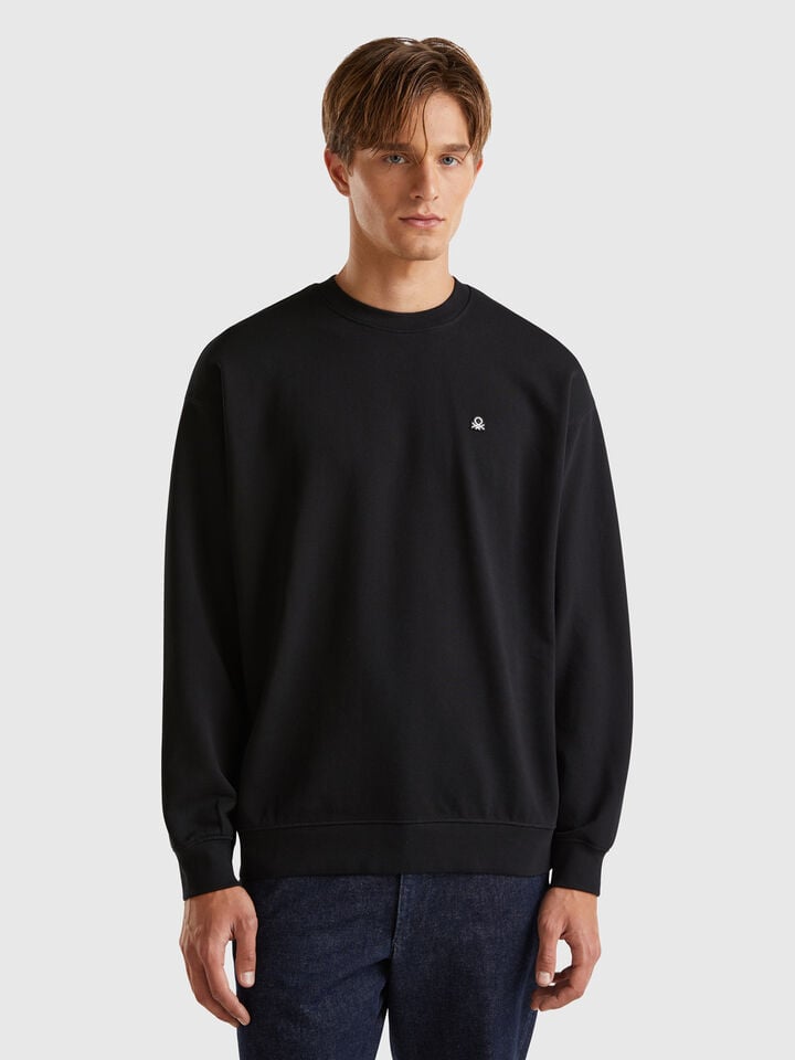 benetton Sweatshirt with logo patch Black