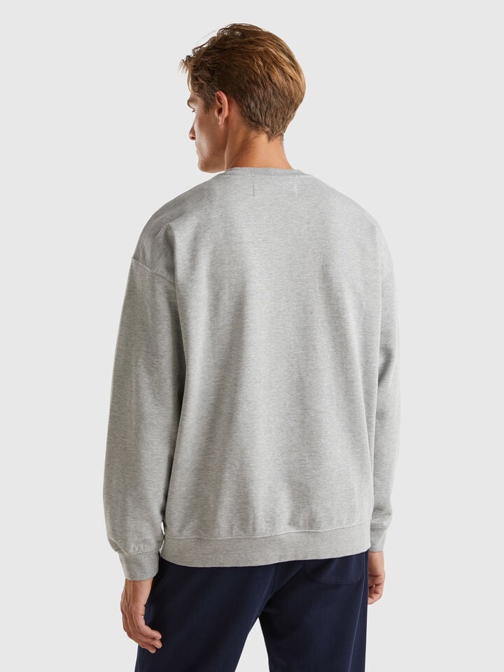 Benetton Sweatshirt With Logo Patch Light Gray