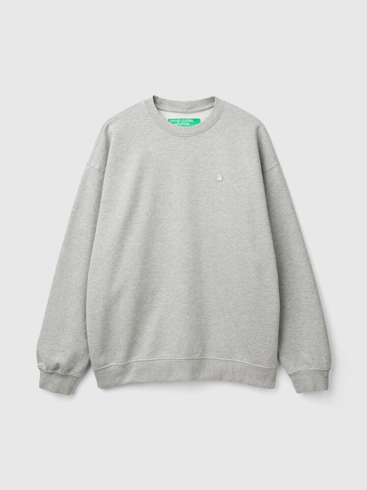 Benetton Sweatshirt With Logo Patch Light Gray