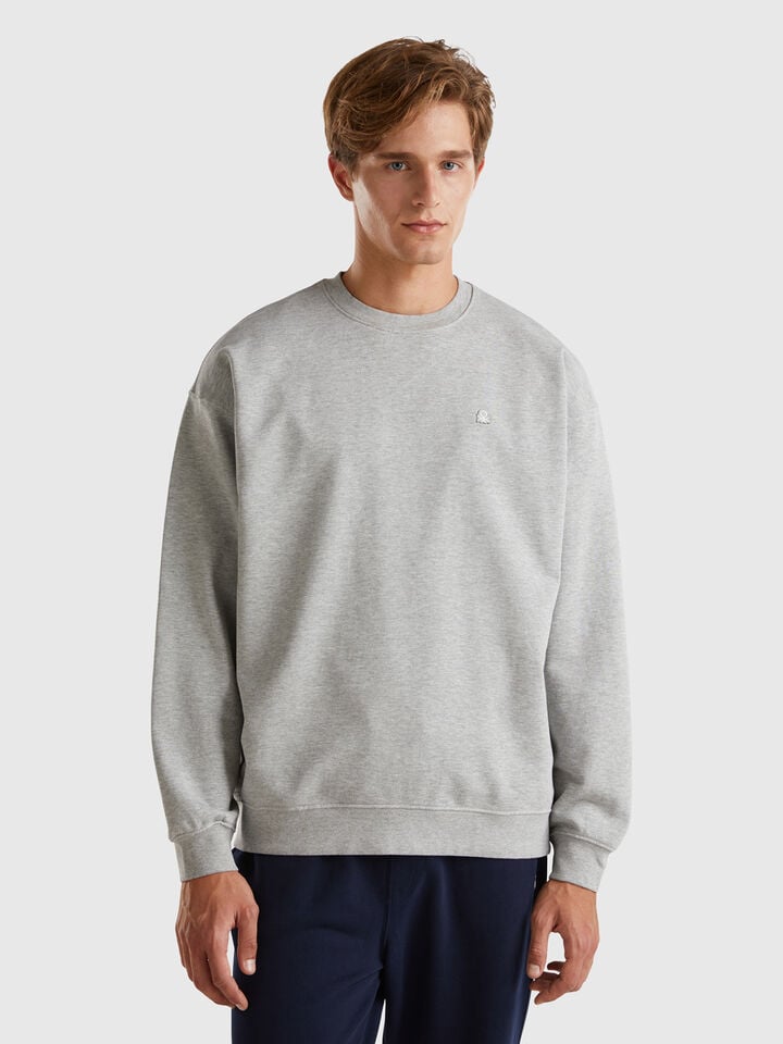 benetton Sweatshirt with logo patch Light Gray