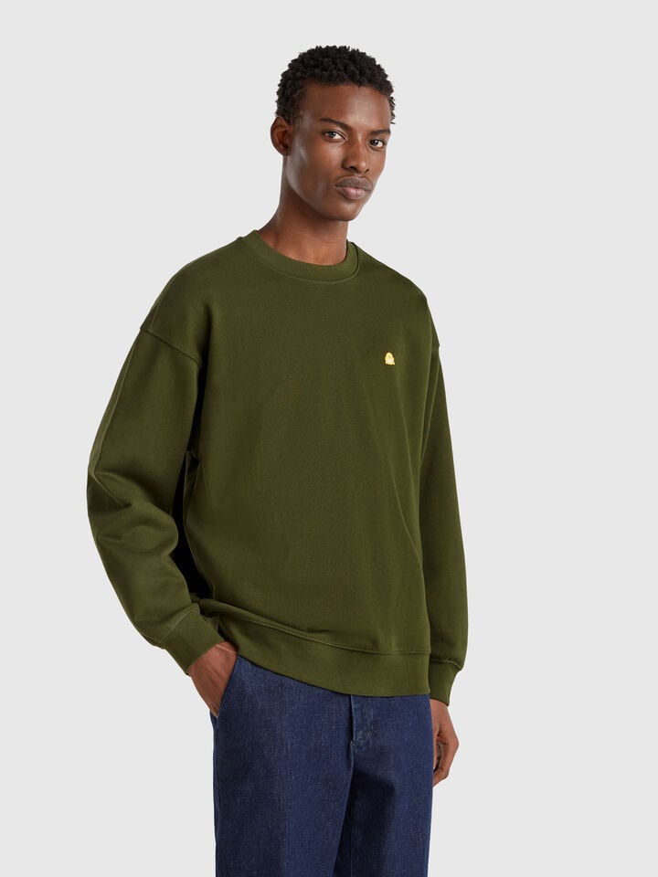 benetton Sweatshirt with logo patch Military Green