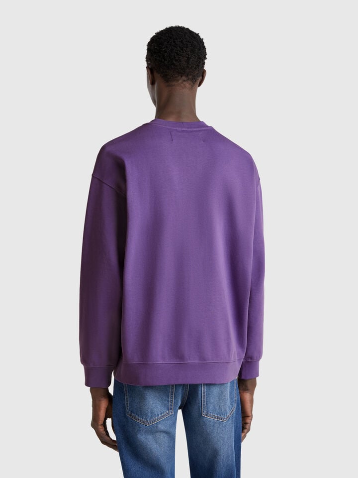 Benetton Sweatshirt With Logo Patch Violet