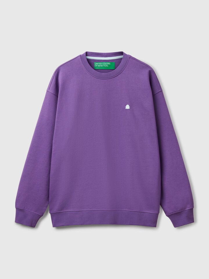 Benetton Sweatshirt With Logo Patch Violet