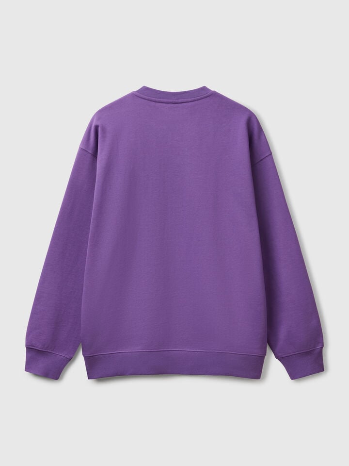 Benetton Sweatshirt With Logo Patch Violet