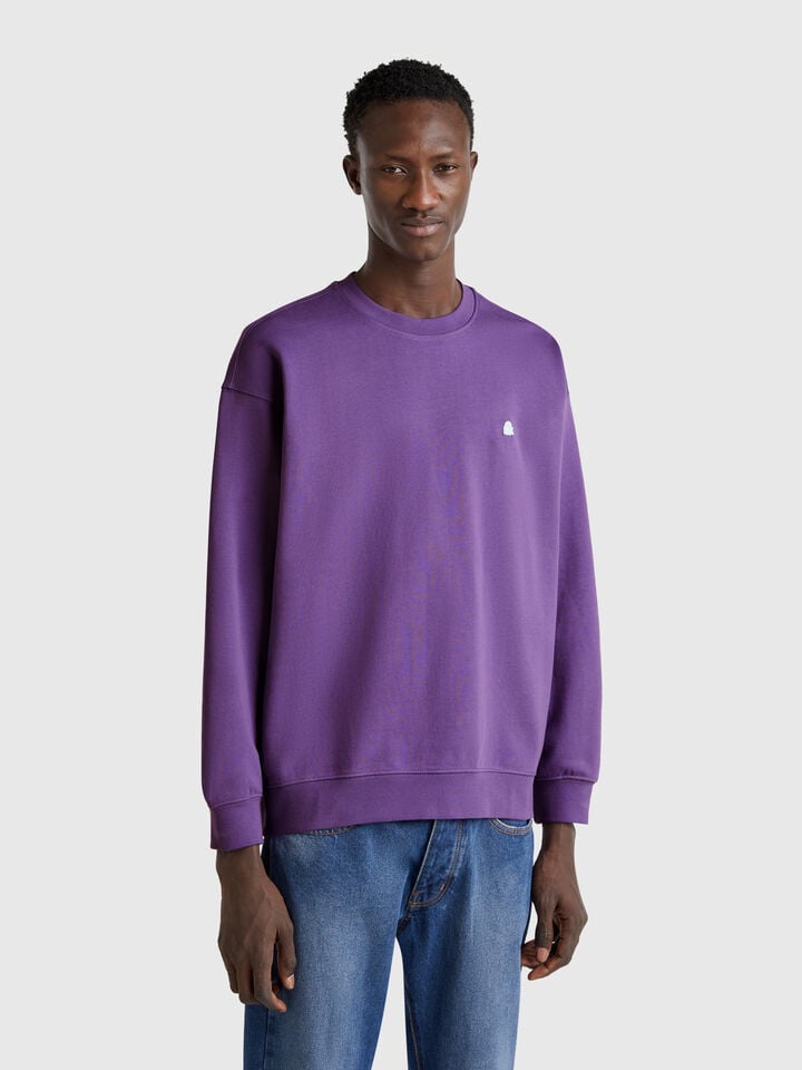 benetton Sweatshirt with logo patch Violet