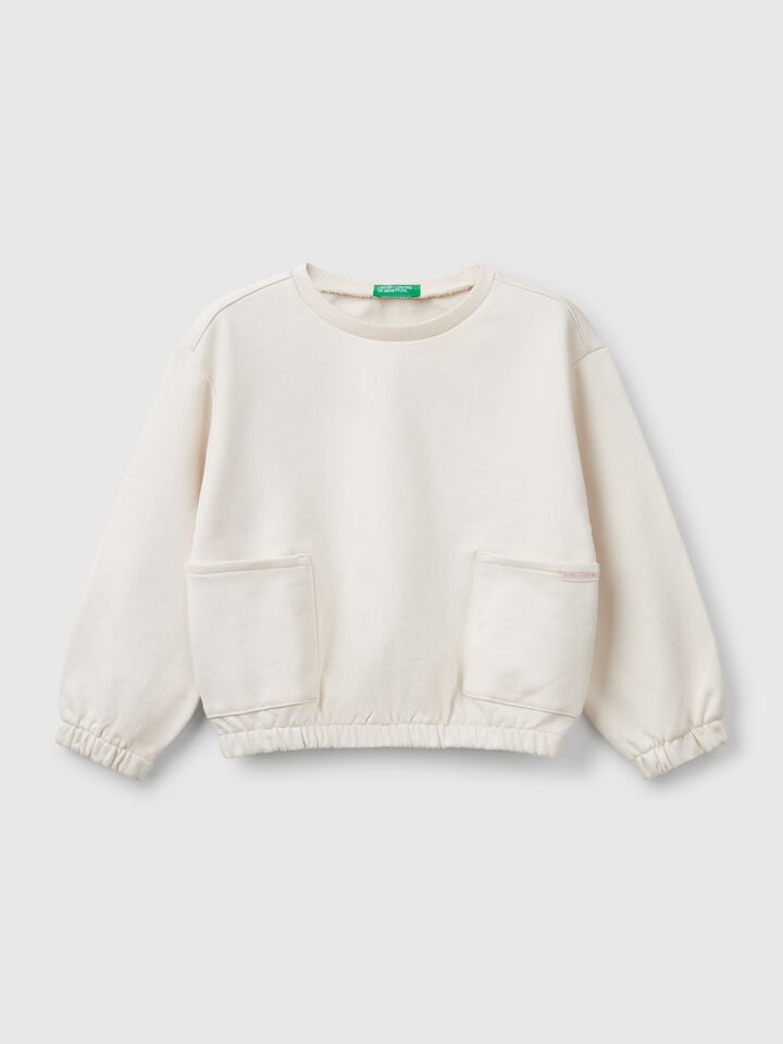 Benetton Sweatshirt With Pockets Beige