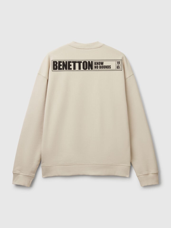 Benetton Sweatshirt With Print Beige