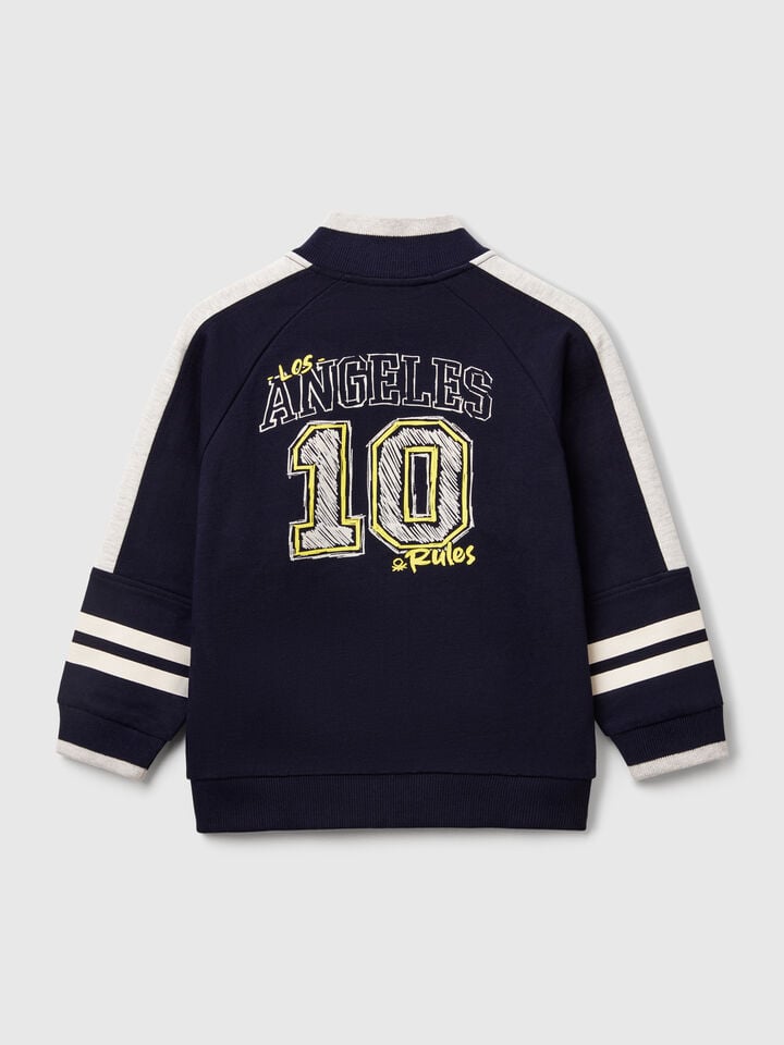 Benetton Sweatshirt With Print Dark Blue