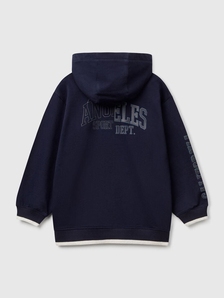 Benetton Sweatshirt With Rubbery Print Dark Blue