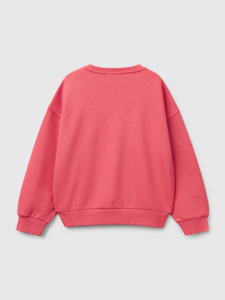 Benetton Sweatshirt With Sequins Salmon