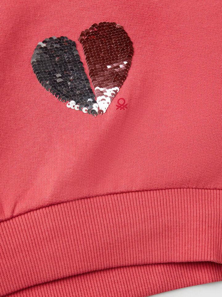 Benetton Sweatshirt With Sequins Salmon