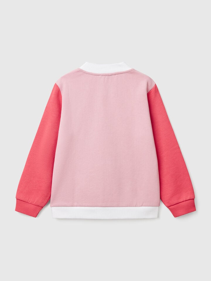 Benetton Sweatshirt With Zip In Cotton Multi-color