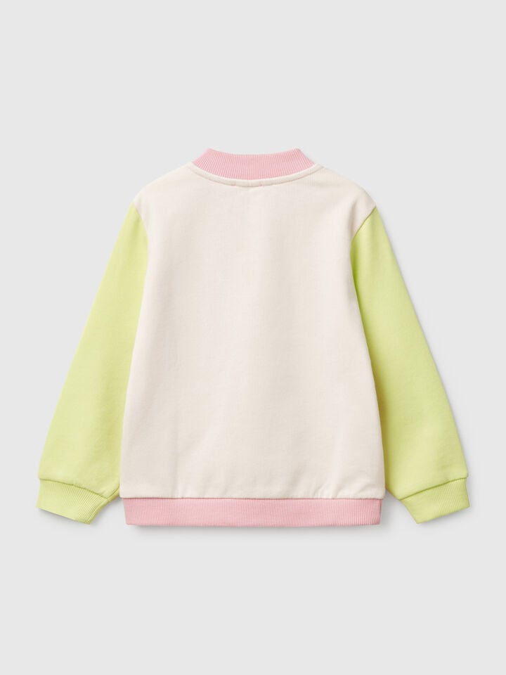 Benetton Sweatshirt With Zip In Cotton Multi-color
