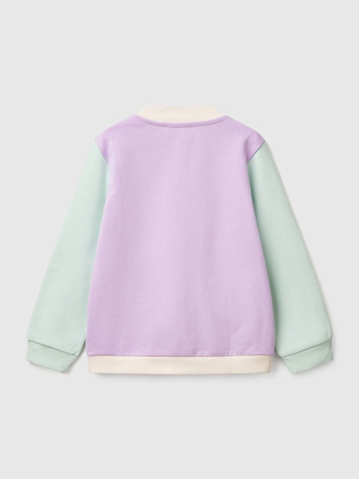 Benetton Sweatshirt With Zip In Cotton Multi-color