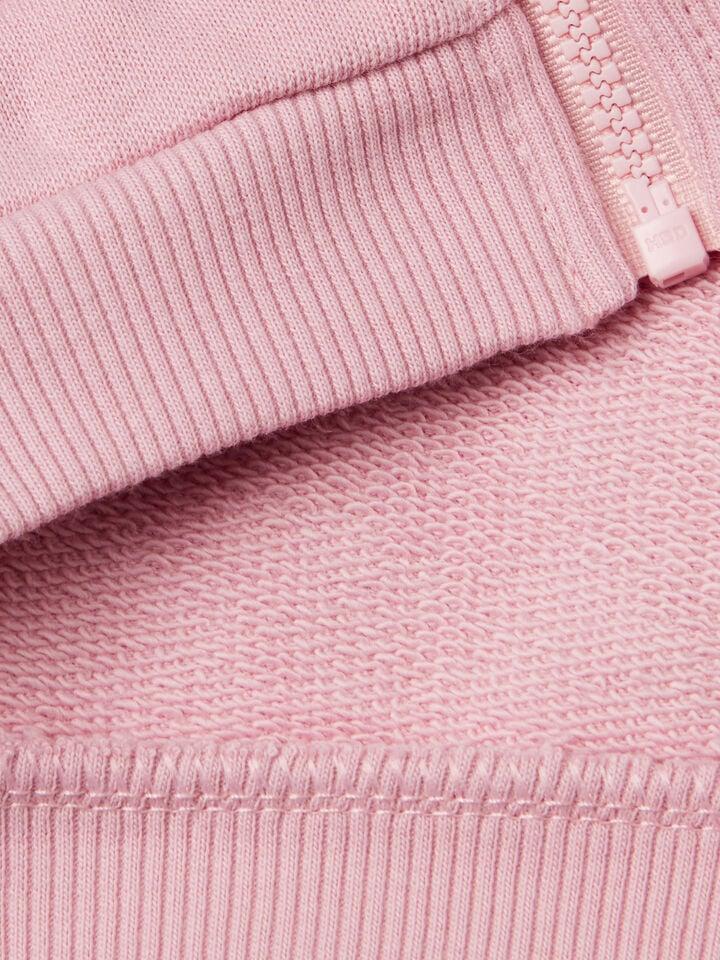 Benetton Sweatshirt With Zip In Cotton Pink
