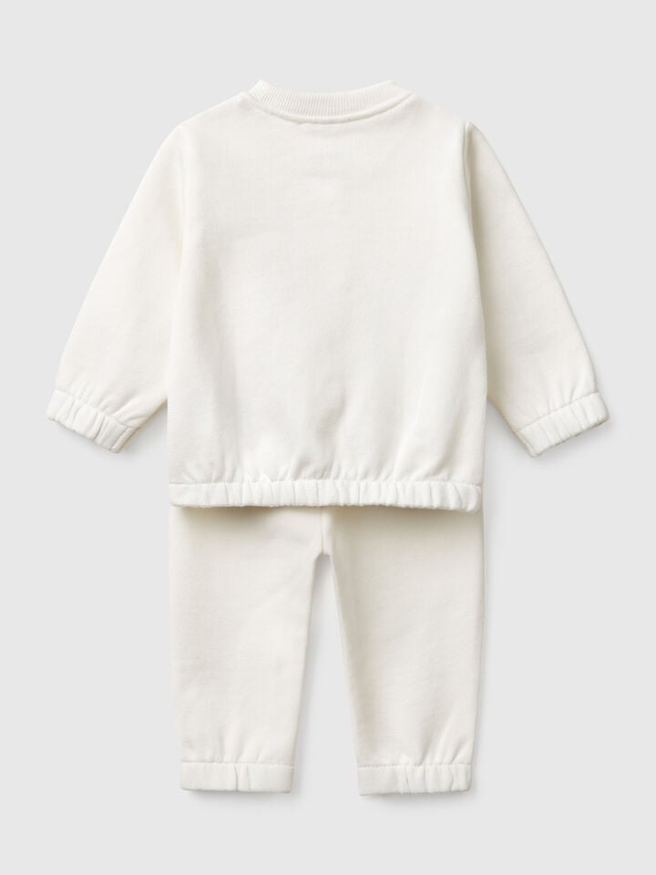 Benetton Sweatsuit In Cotton Creamy White