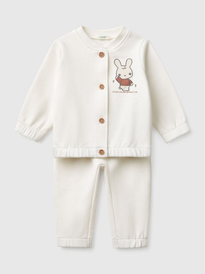benetton Sweatsuit in cotton Creamy White