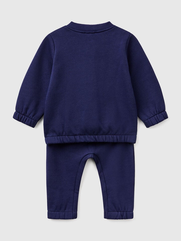 Benetton Sweatsuit In Cotton Dark Blue